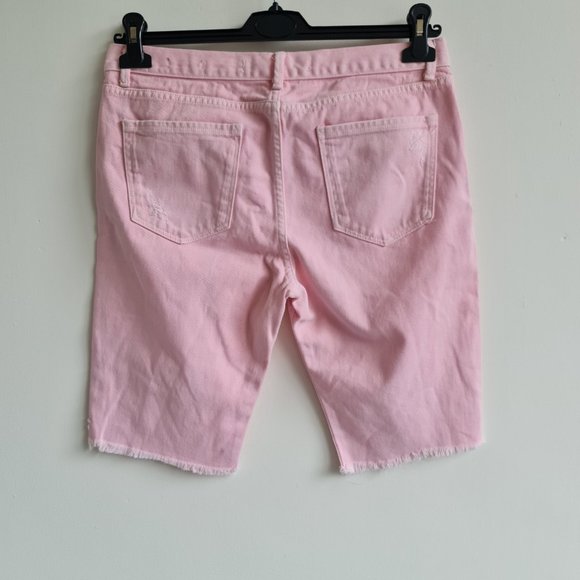 Zara Pink Denim Slim Shorts EU 38 Zip Pockets - Picture 4 of 7